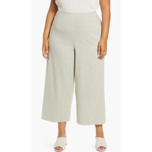 Vince Womens Crop Wide Leg Pants Linen Blend Light Dove Cream Plus size 18W